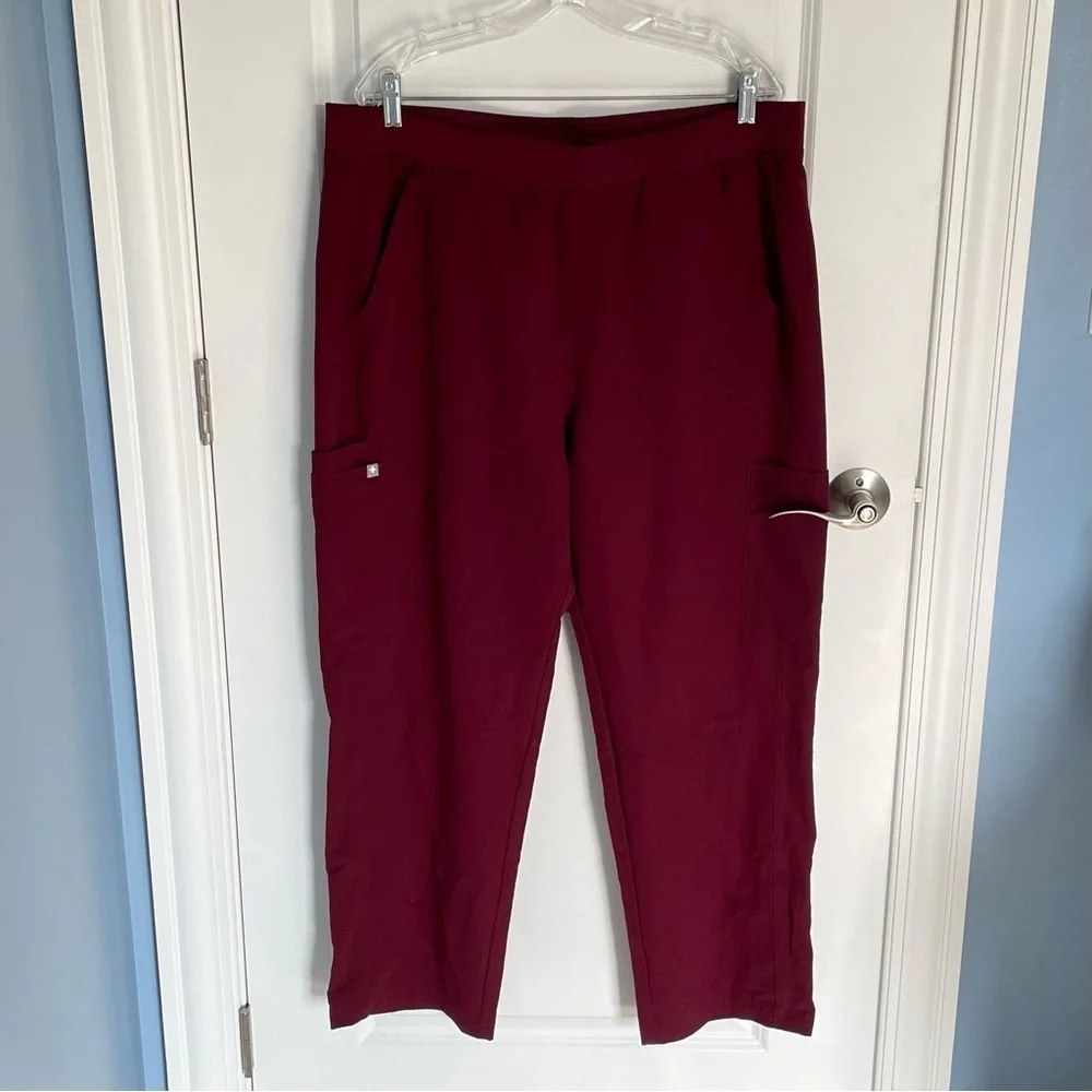 Figs Axim Burgundy Red Cargo Scrub Pants - 35665